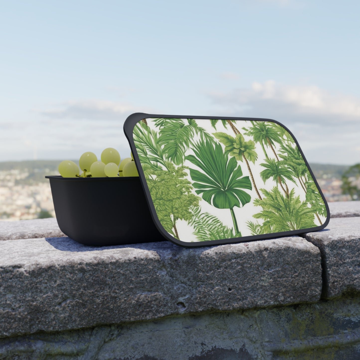 Bento Box with Utensils - Playful Palms Toile