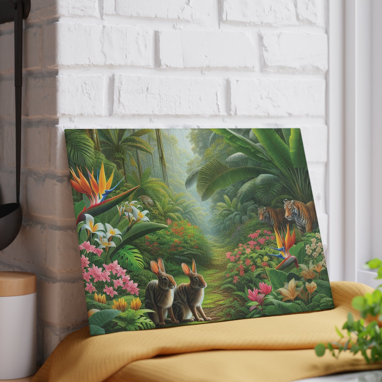 Glass Cutting Board, 2 sizes - Hidden Rabbits