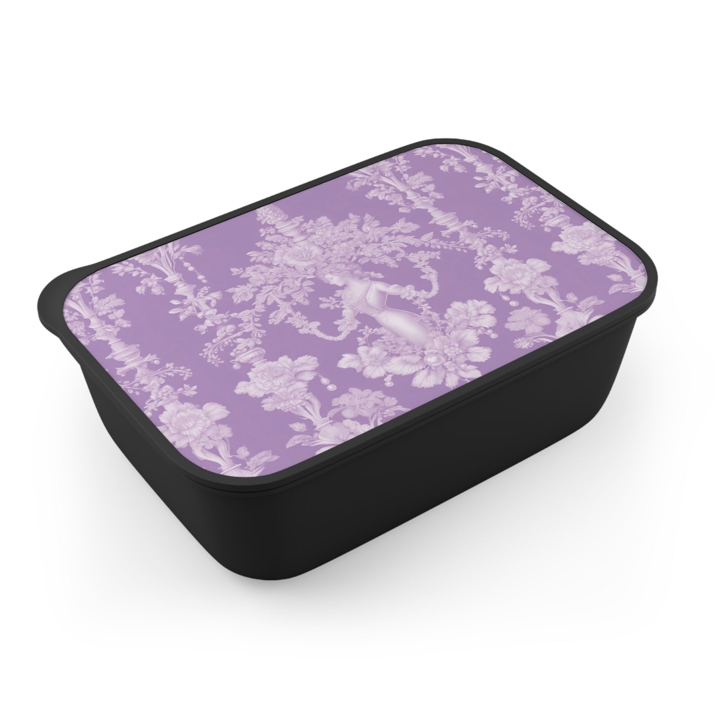 Bento Box with Utensils - Pearl Lady Toile, purple