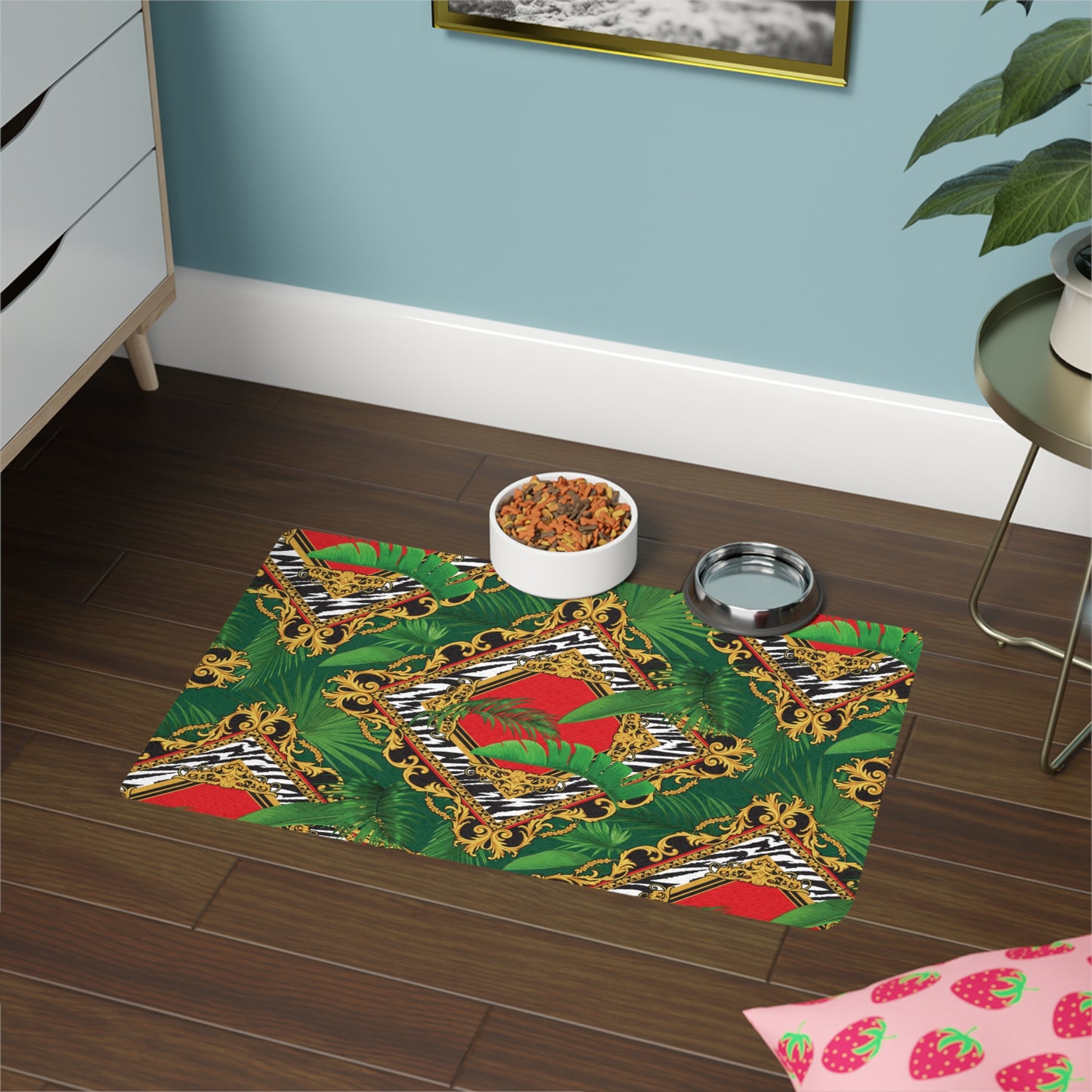 Pet Food Mat (12x18) - Jungle Luxe Red