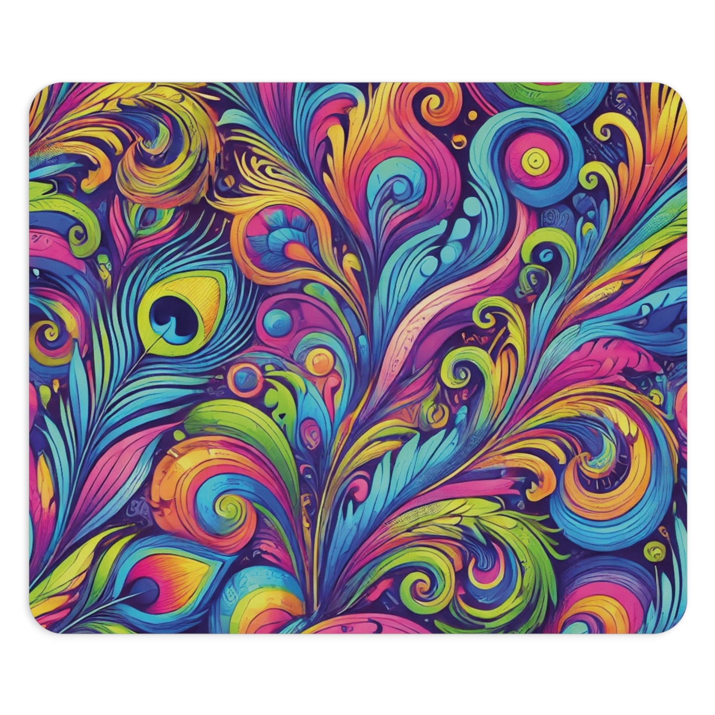 Tropical Mouse Pad, 2 Shapes - Beach Vibes for Home Office & Gamer / Feather Currents