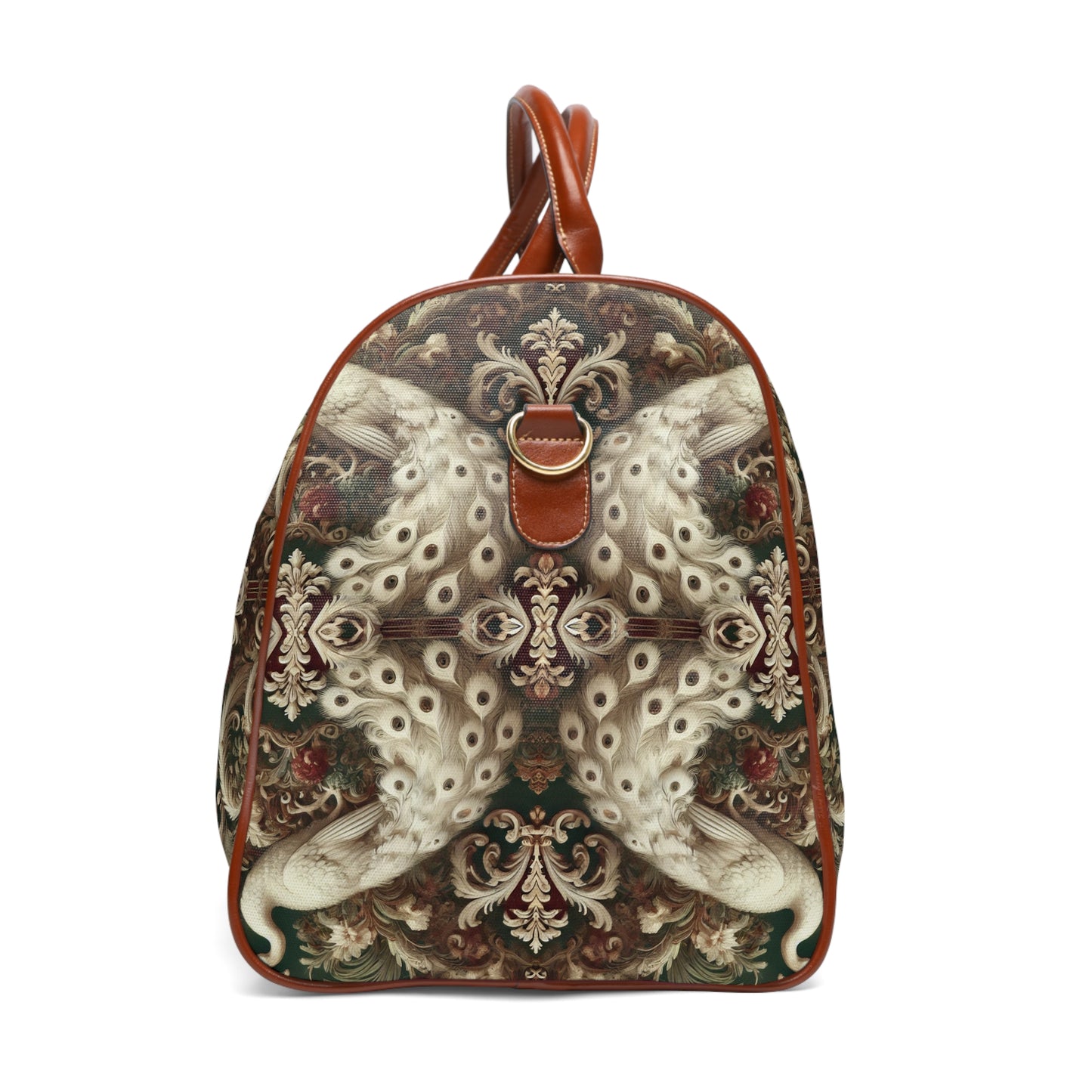 Tropical Waterproof Travel Bag - Perfect for Beach Getaways / Kaleido White Peacocks