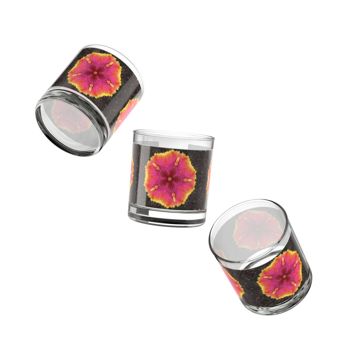 Rocks Glass, 10oz - Hibiscus Kaleidoscope