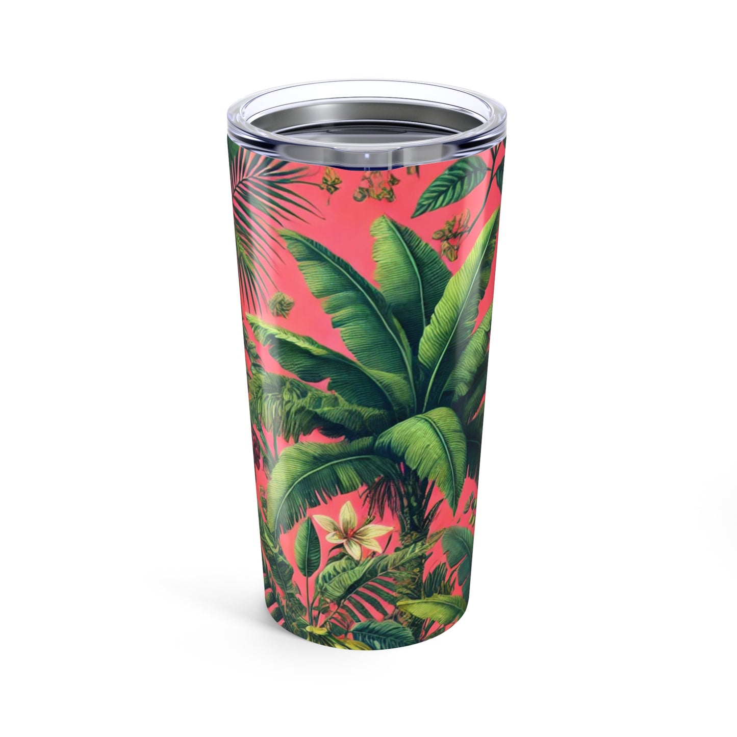 20oz Tropical Glossy Tumbler, Stainless Steel / More Tropical Fruit, Coral