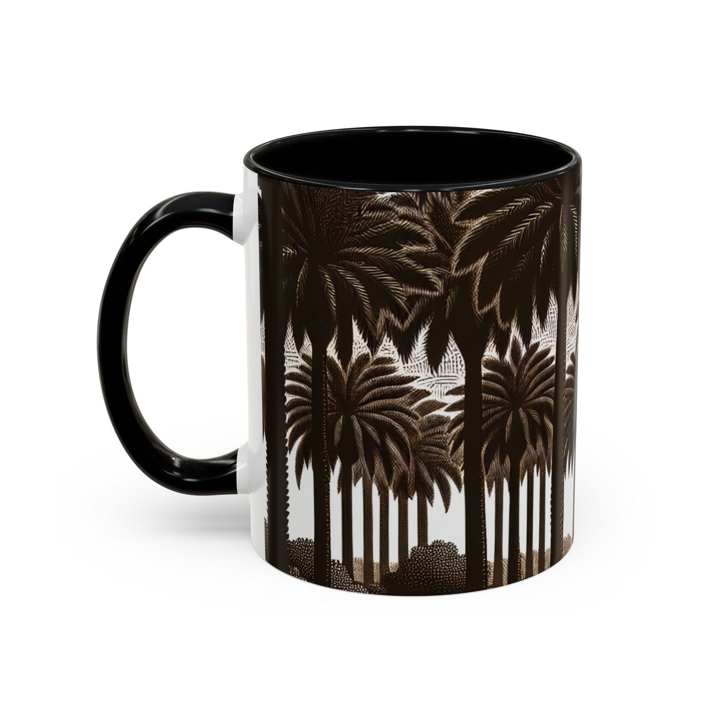 Accent Coffee Mug (11, 15oz) - Woodcut Palm Grove