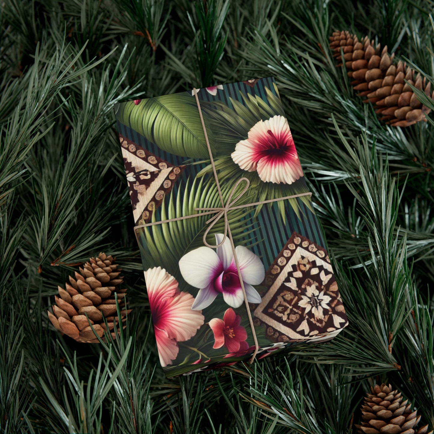Wrapping Paper - Tropical Gift Wrap for All Occasions / 3 Sizes, 2 Finishes / Tiki Orchids