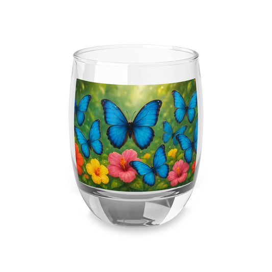 Whiskey Glass, Morpho Butterflies Flight