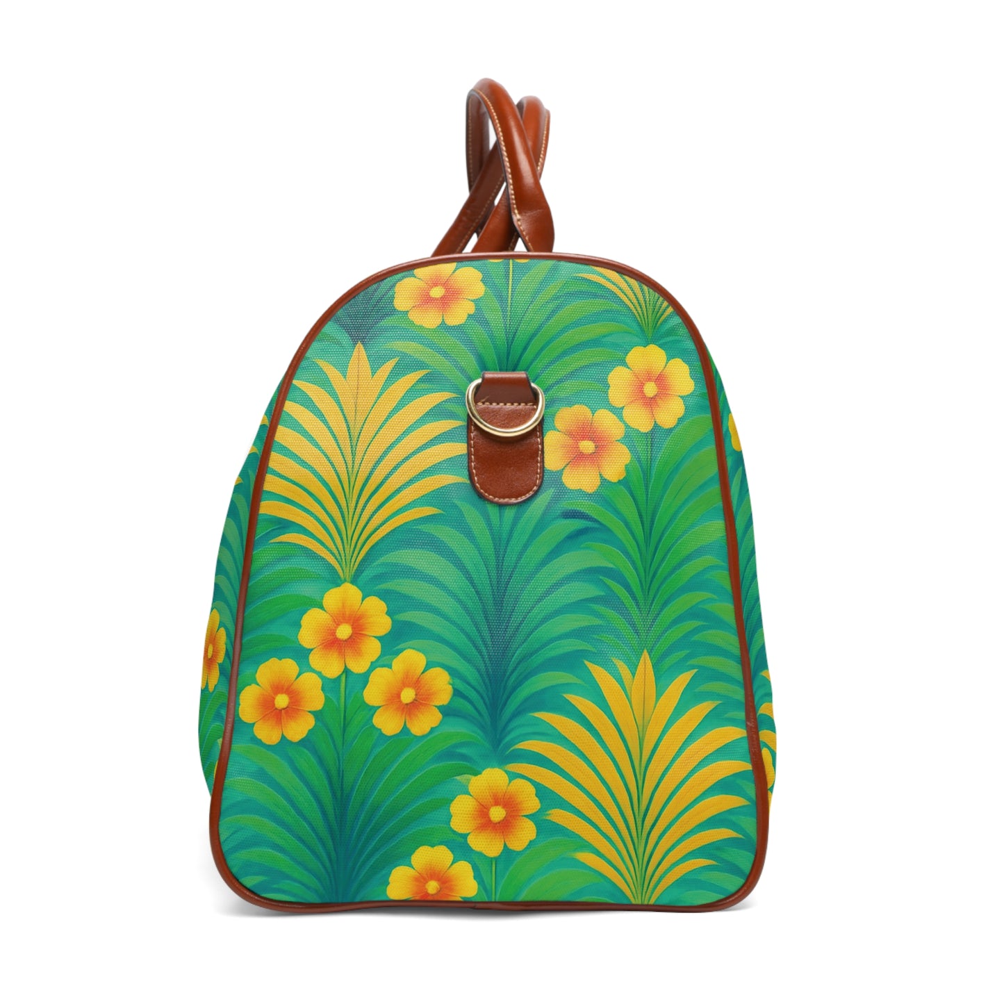 Tropical Waterproof Travel Bag - Perfect for Beach Getaways / Sunrise Palms, Green