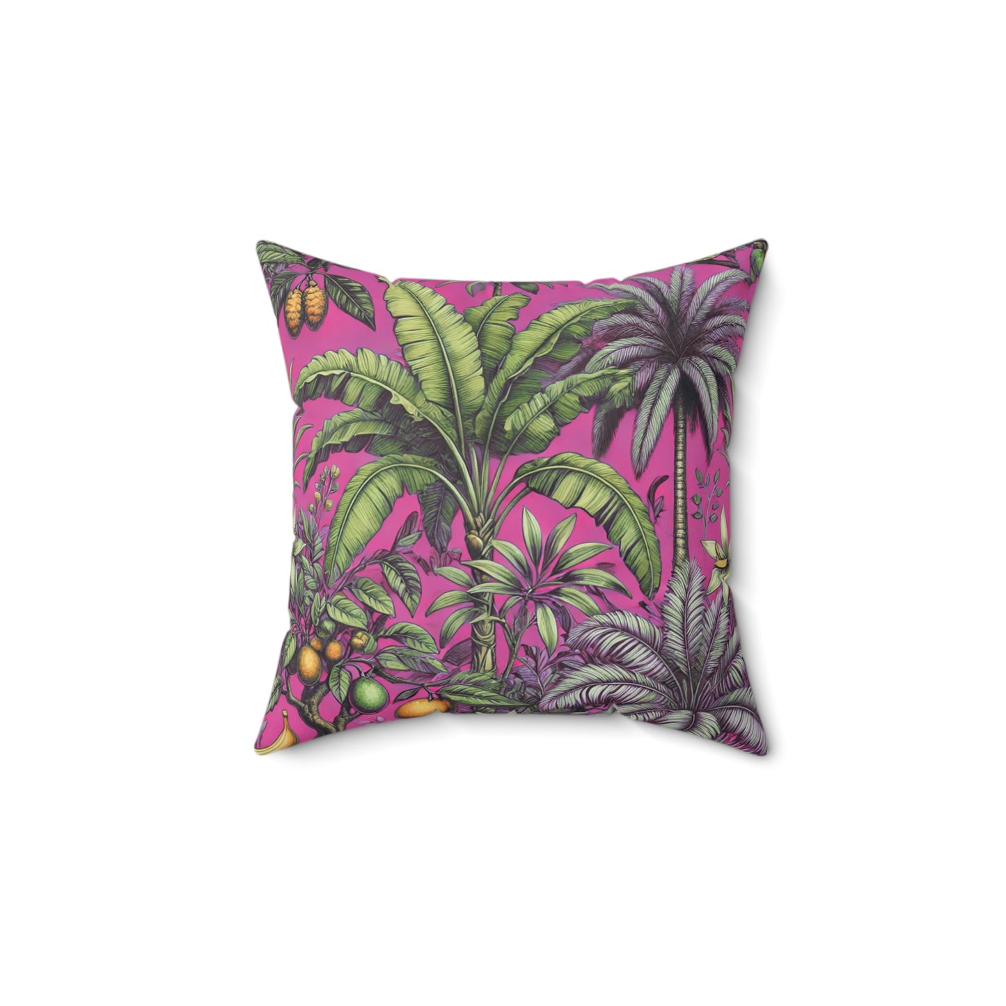 Decorative Pillow - Accent Cushion, 4 Sizes / Tropical Fruit, Hot Pink