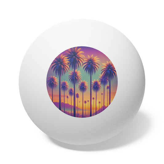 Tropical Paradise Ping Pong Balls - 6 Pack with Sunset Palms