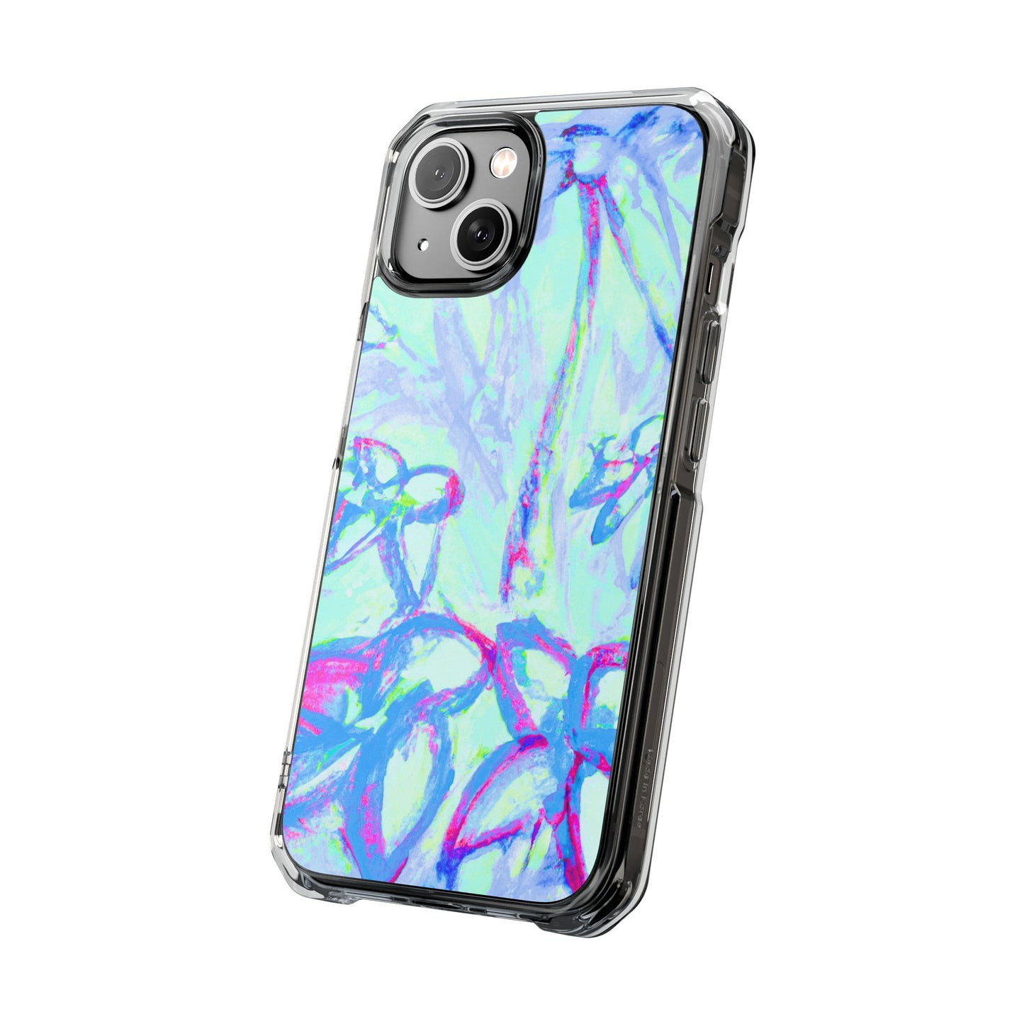 Tropical Doodles/Blue Magnetic Clear Phone Case, Many Models
