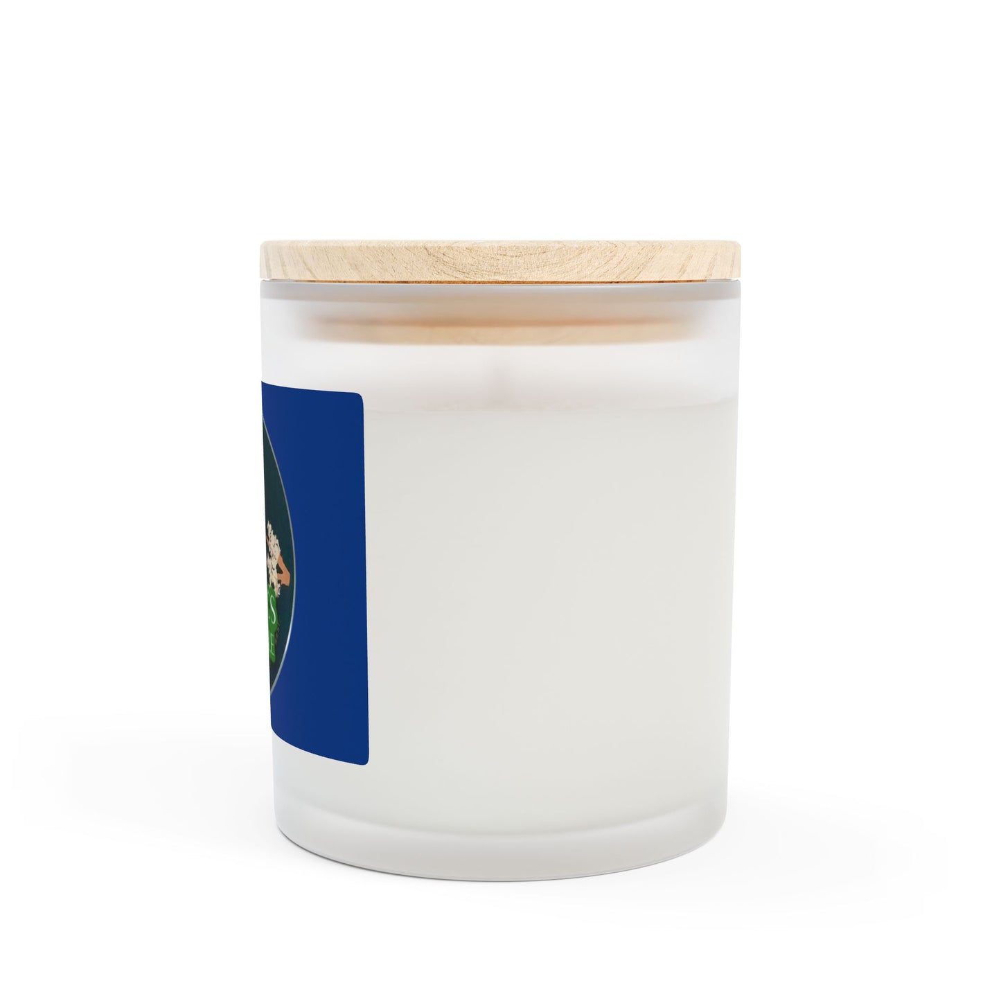 Frosted Glass Candle, 11oz - Two Brazilian Parrots, Dark Blue