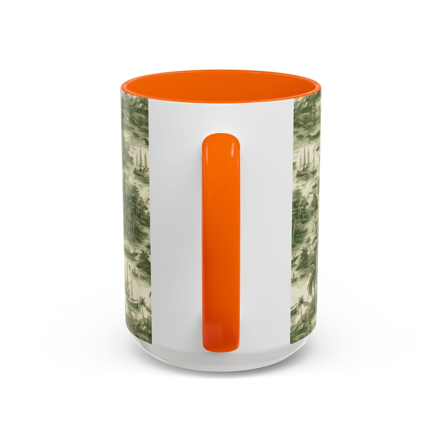 Accent Coffee Mug (11, 15oz), 8 Colors - Tropical Toile #1, evergreen