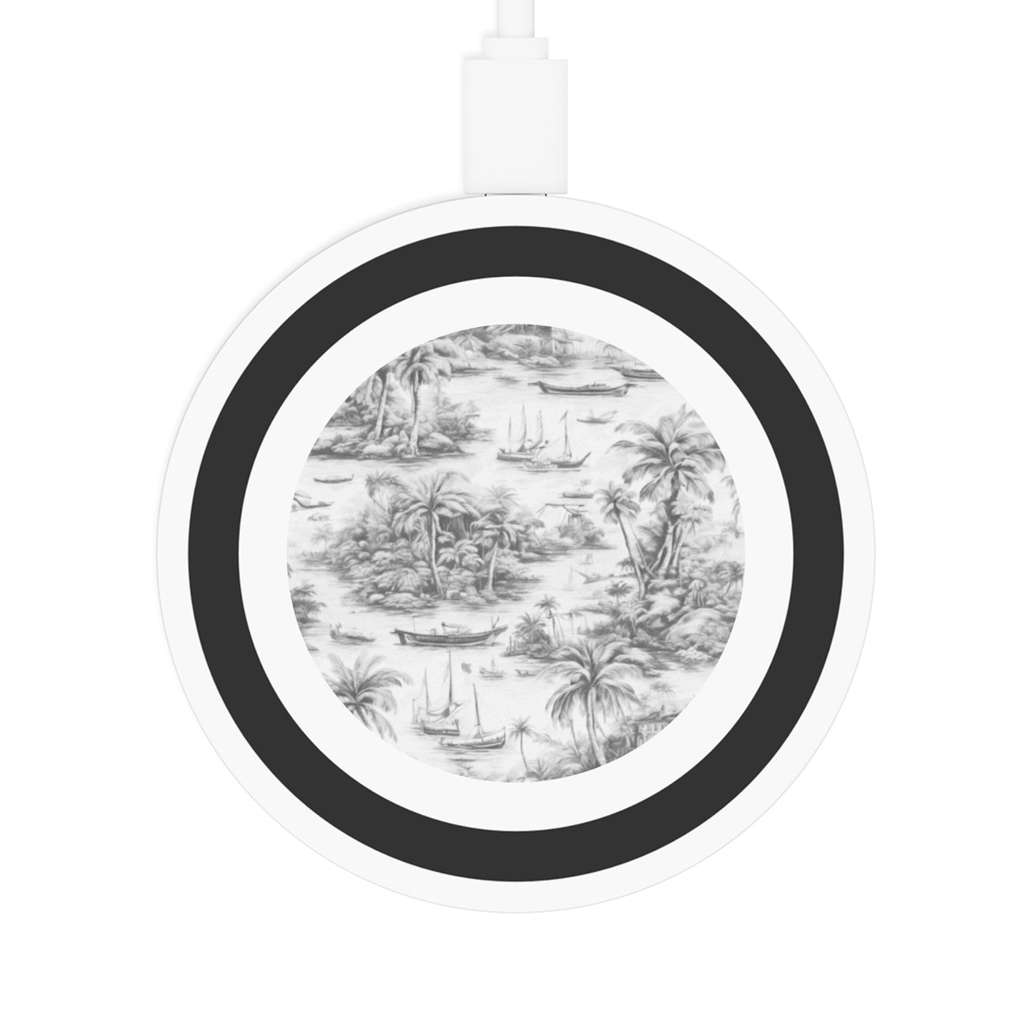 Quake Wireless Charging Pad - Tropical Toile #1, Soft Black