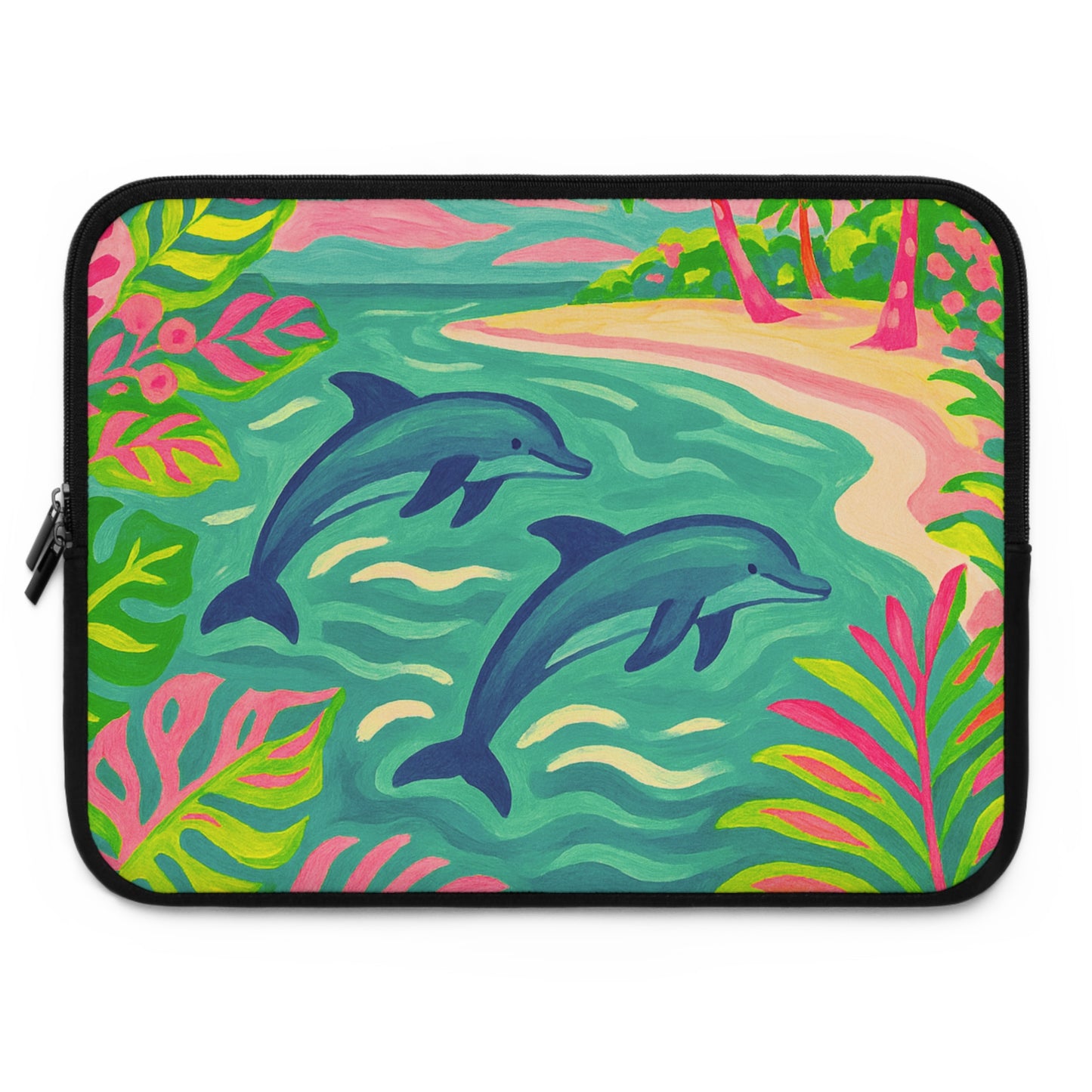 Tropical Laptop Sleeve, 5 Sizes - Perfect for Ocean Lovers & Students / Jumping Dolphins