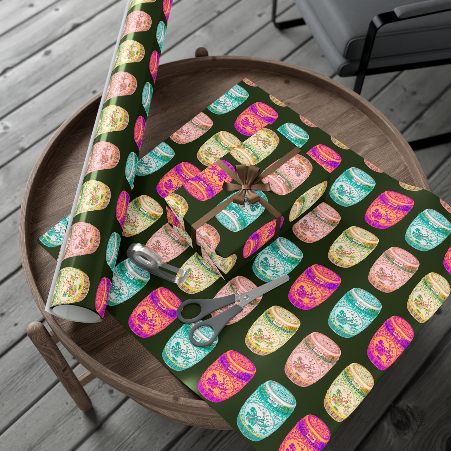 Gift Wrap Papers, Pop Art Porcelain Stools, Black, 3 Sizes