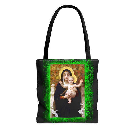 Religious Madonna of the Lilies Tropical Tote Bag - 3 Sizes