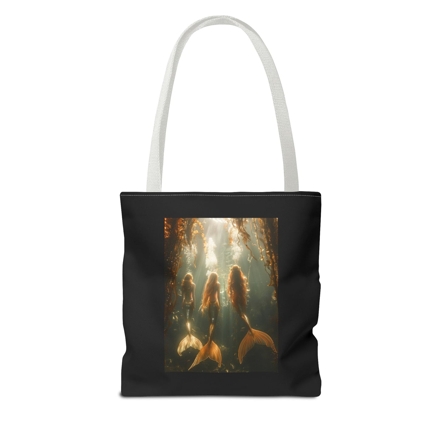 Three Mermaid Sisters, Black Tote Bag - 3 Sizes