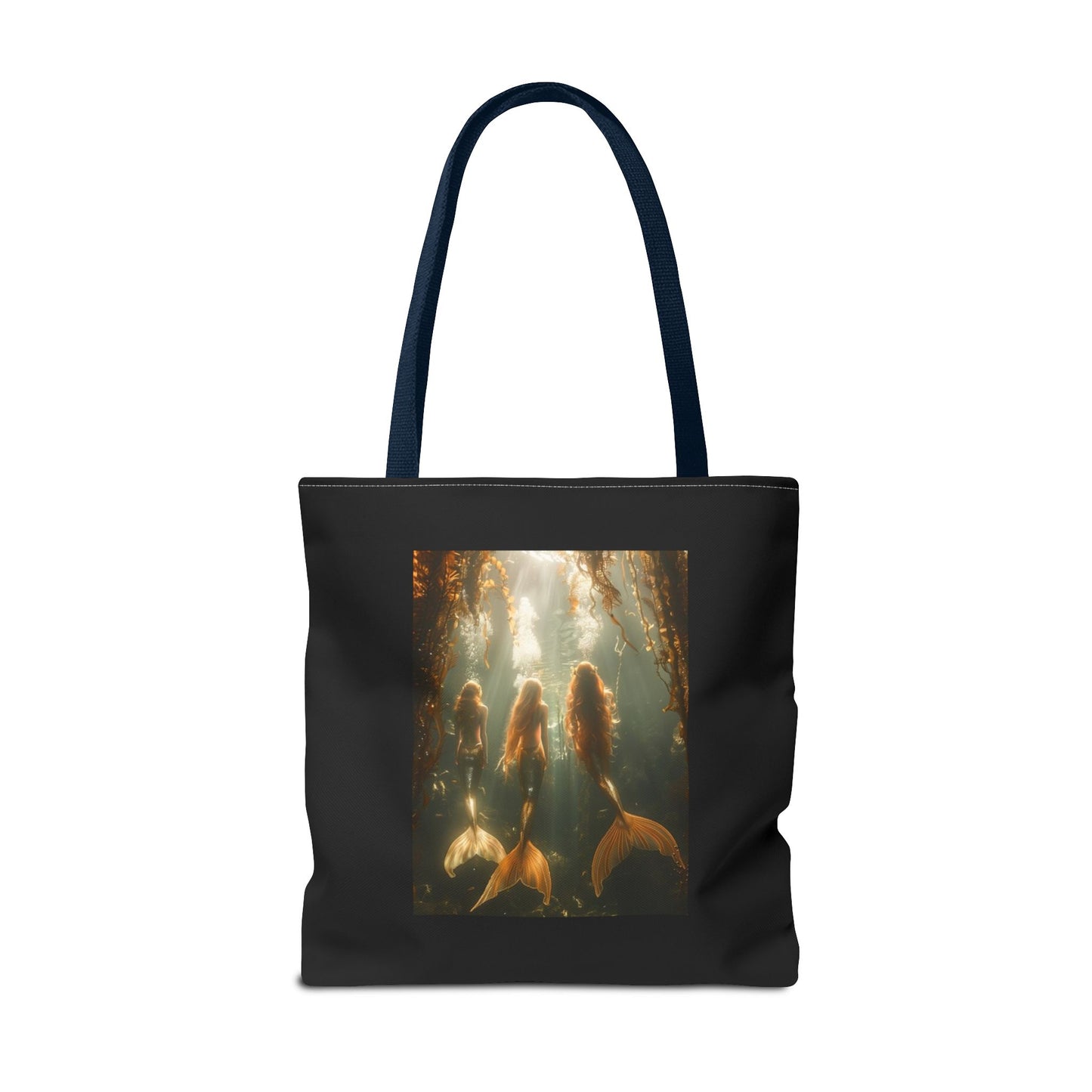 Three Mermaid Sisters, Black Tote Bag - 3 Sizes