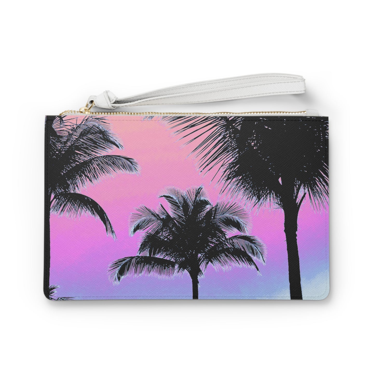 Tropical Faux Leather Clutch Bag - Perfect for Beach Adventures & Summer Vacations / Palm Glow, Pastels
