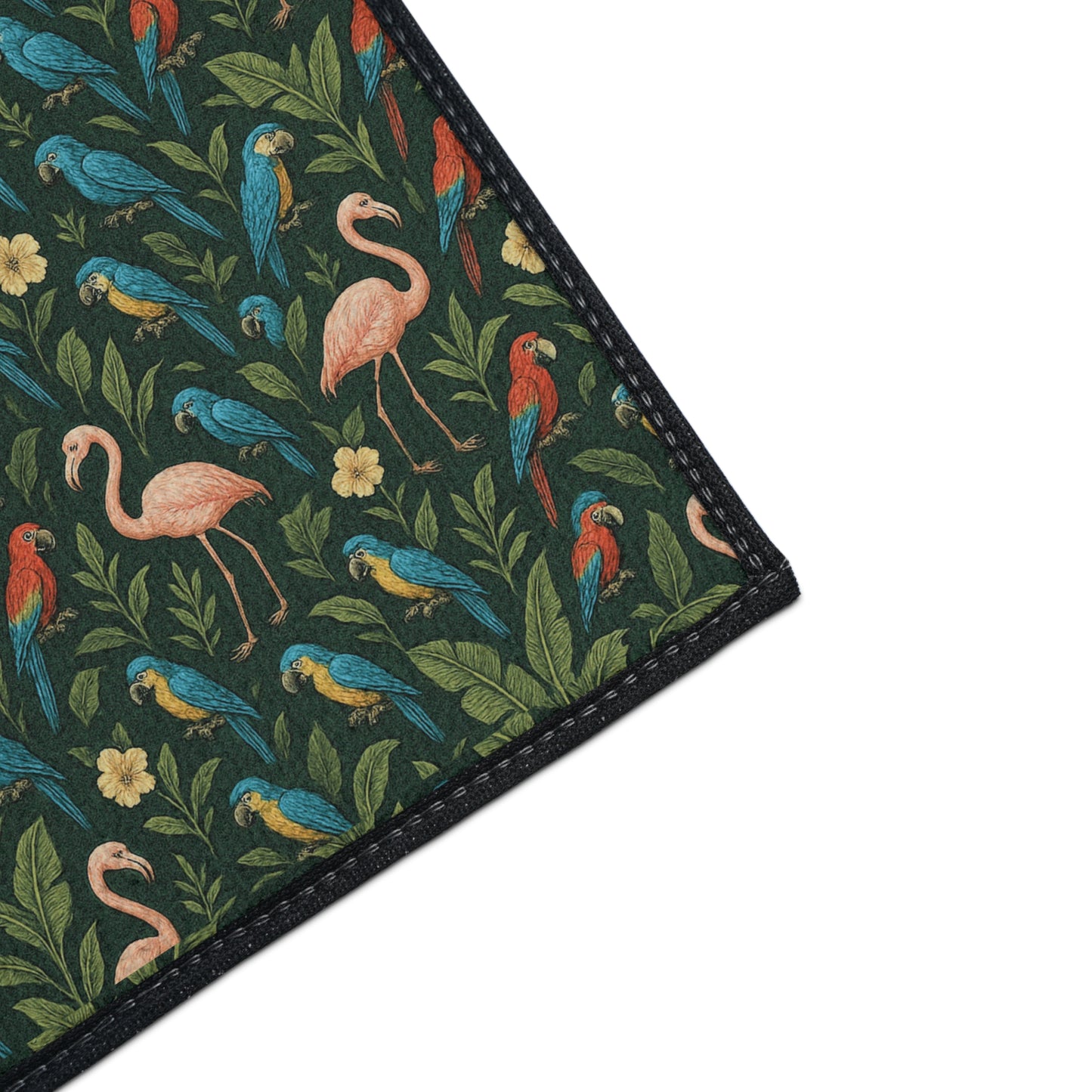 Heavy Duty Floor Mat, 5 Sizes – Tropical Area Rug for Home Décor / Flamingos and Parrots