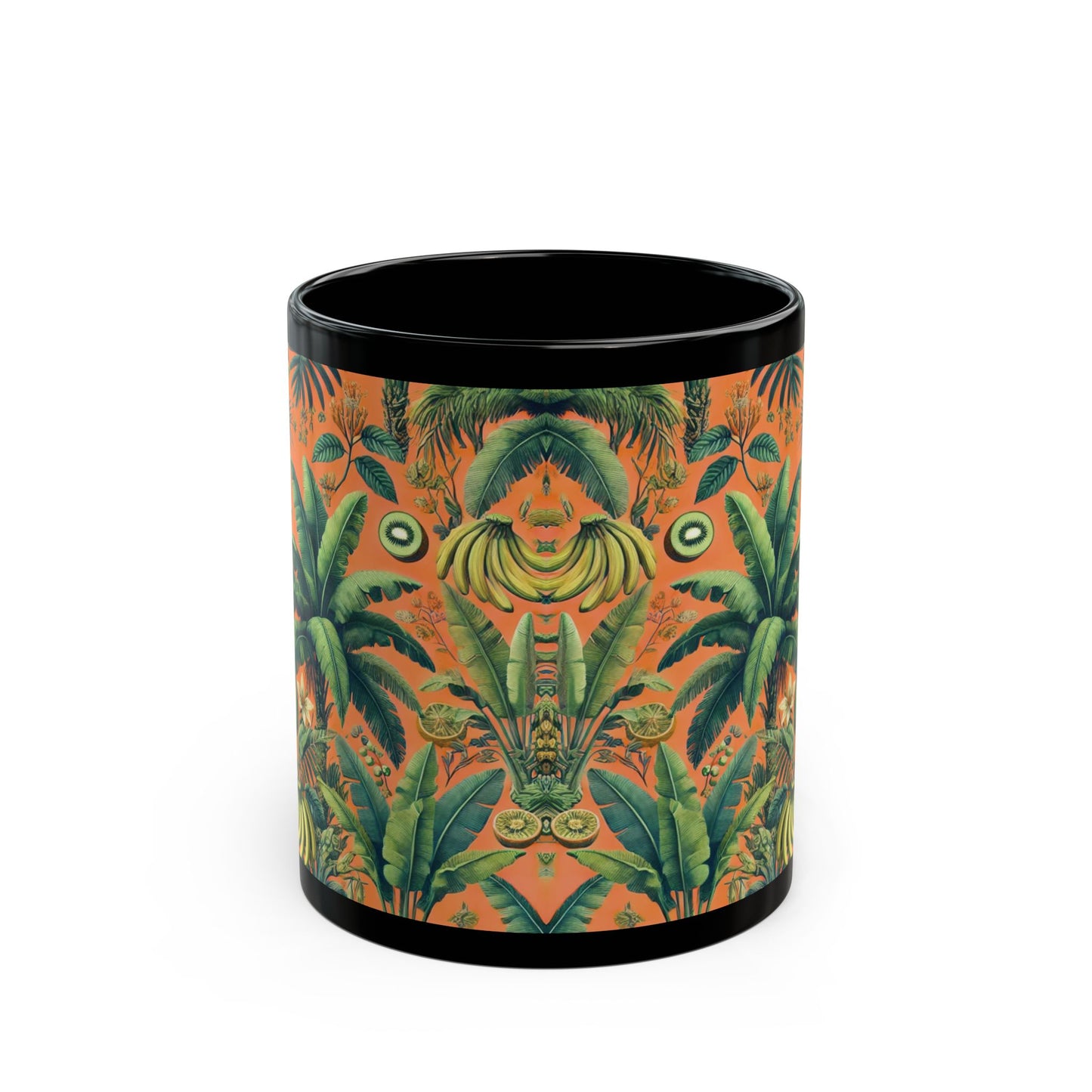 Black Coffee Mug - Tropical Fruit, Orange