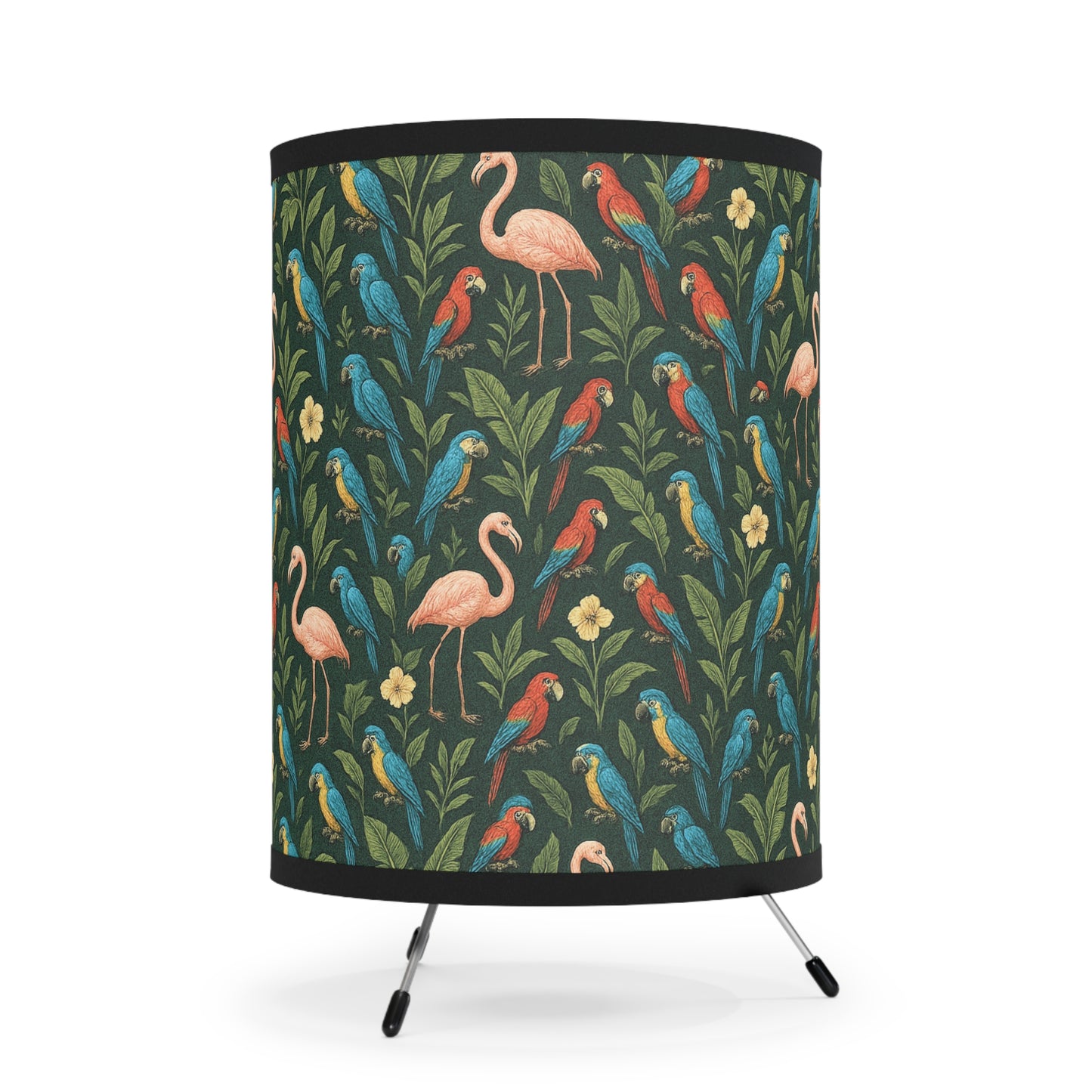 Flamingos and Parrots / Tripod Lamp with Artistic High-Res Shade - Perfect for Home Décor