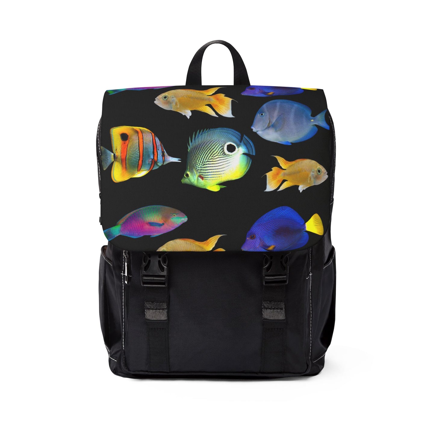 Tropical Casual Backpack - Perfect for Everyday Adventures / School of Fish, Black