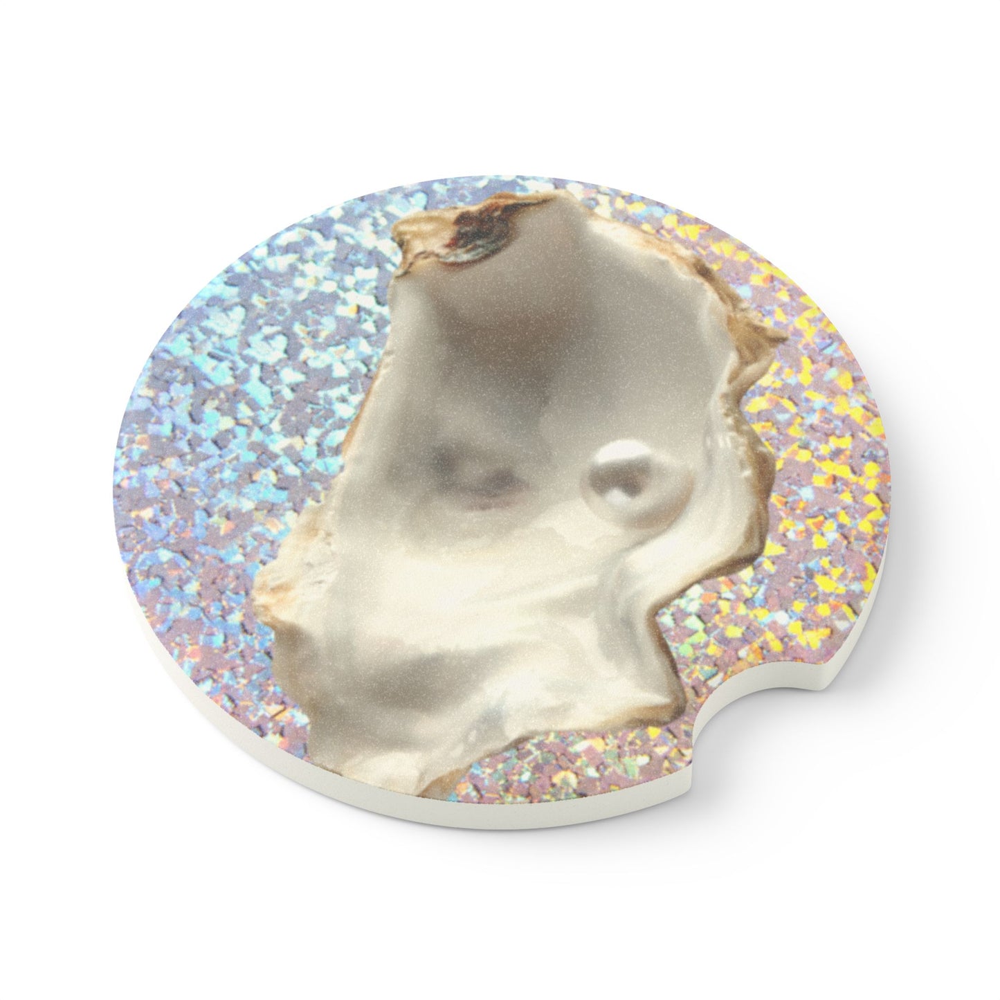 Soapstone Car Coaster - Disco White Pearl Oyster