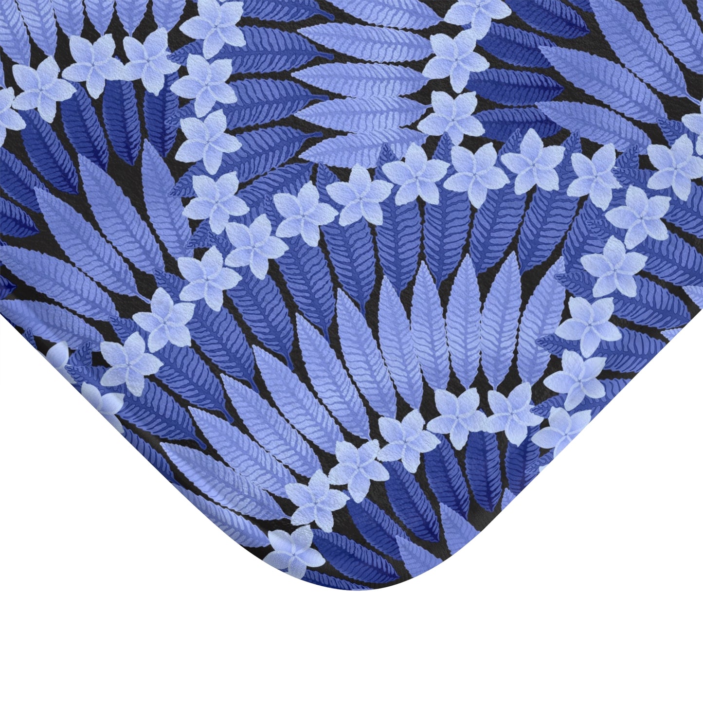 Plumeria and Palms, Blue, Bath Mat - Tropical Vibes for Home Decor