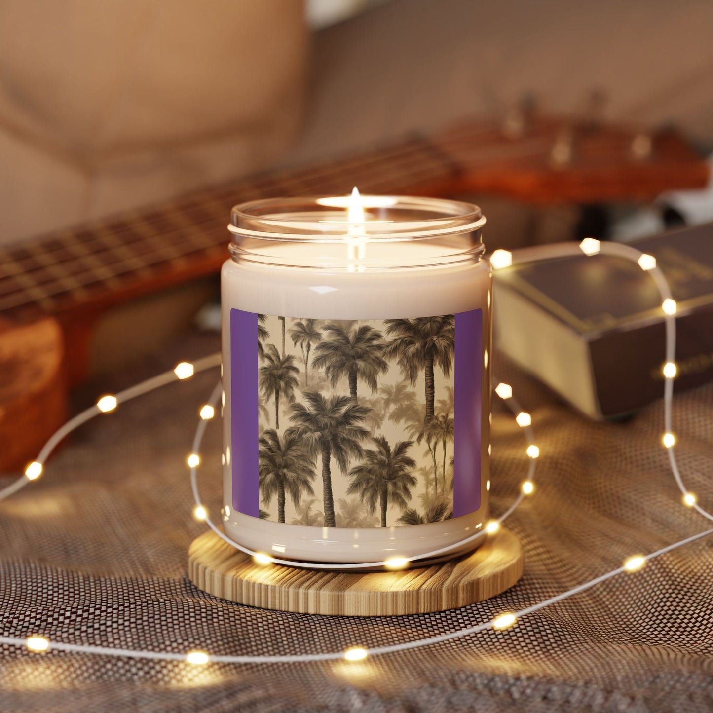 Scented Soy Candle, 9oz, Lisa's Fluffy Palms, light purple