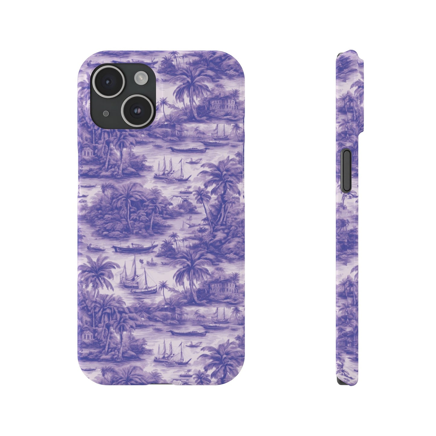 Slim Phone Cases - Tropical Toile #1, purple