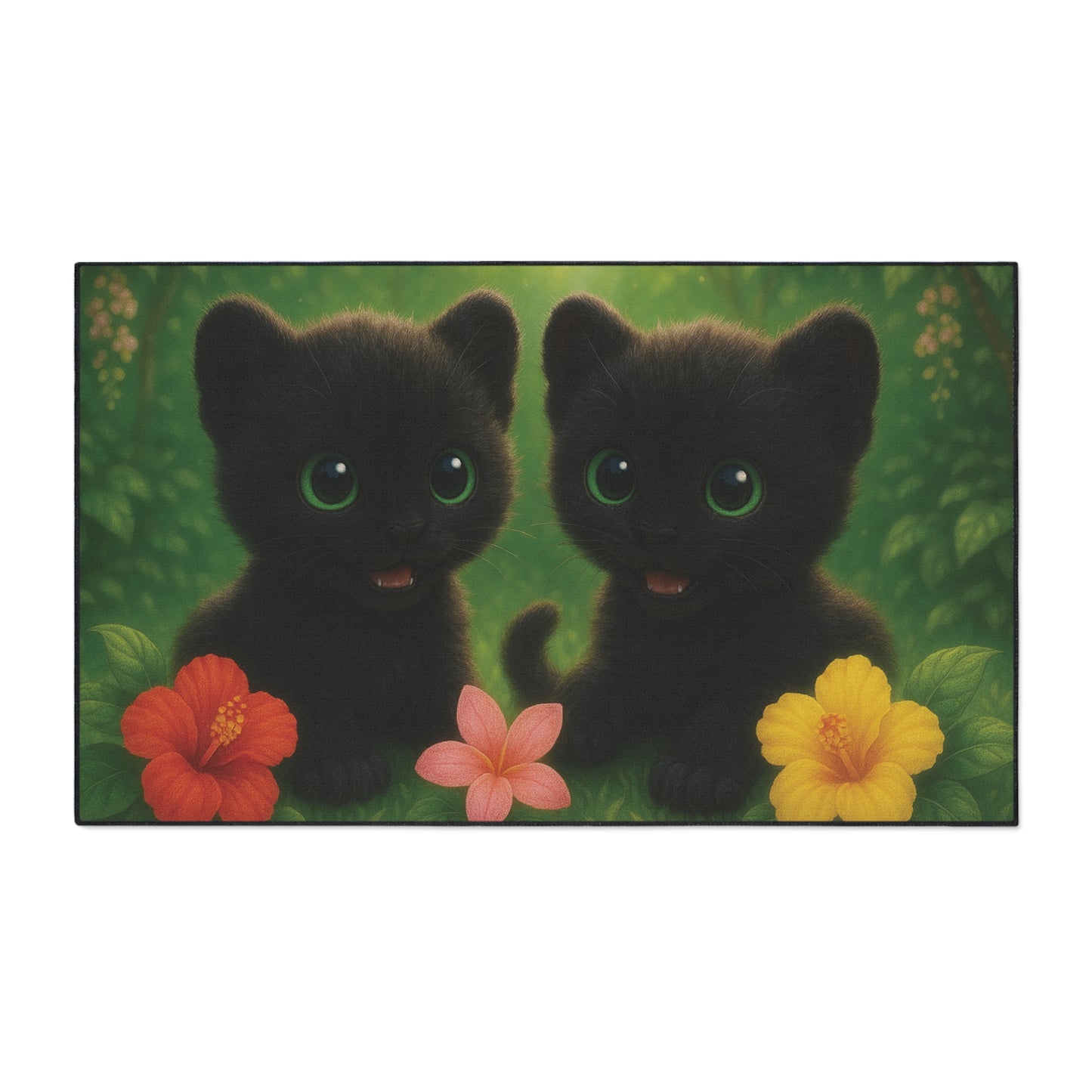 Heavy Duty Floor Mat, 5 Sizes – Tropical Area Rug for Home Décor / Baby Black Panthers