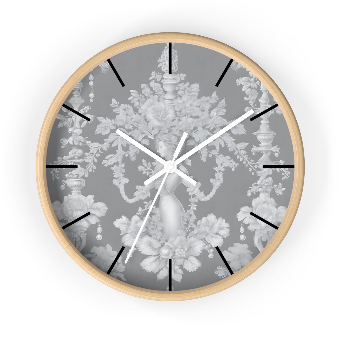 Wall Clock, Pearl Lady Toile / Slate, Hands/Base Variants