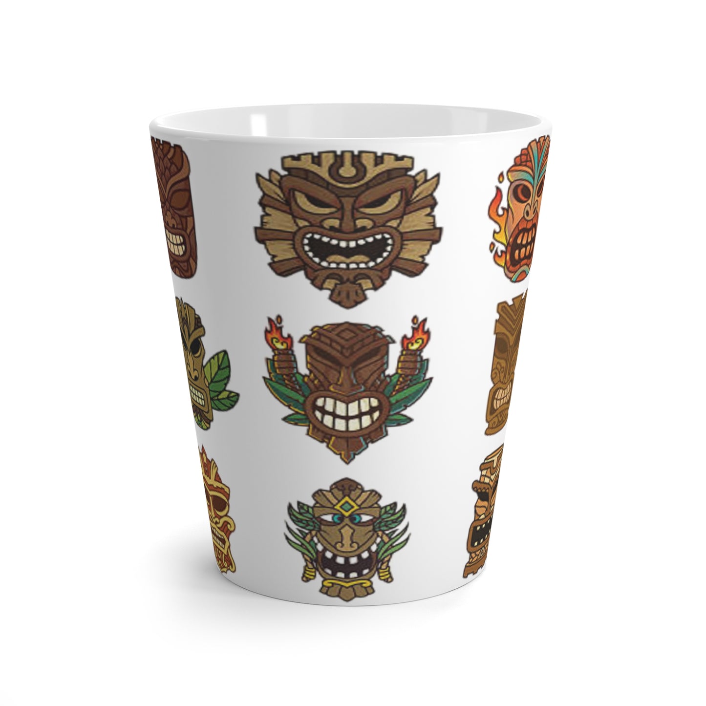 Latte White Mug - Tiny Tiki Dudes, White