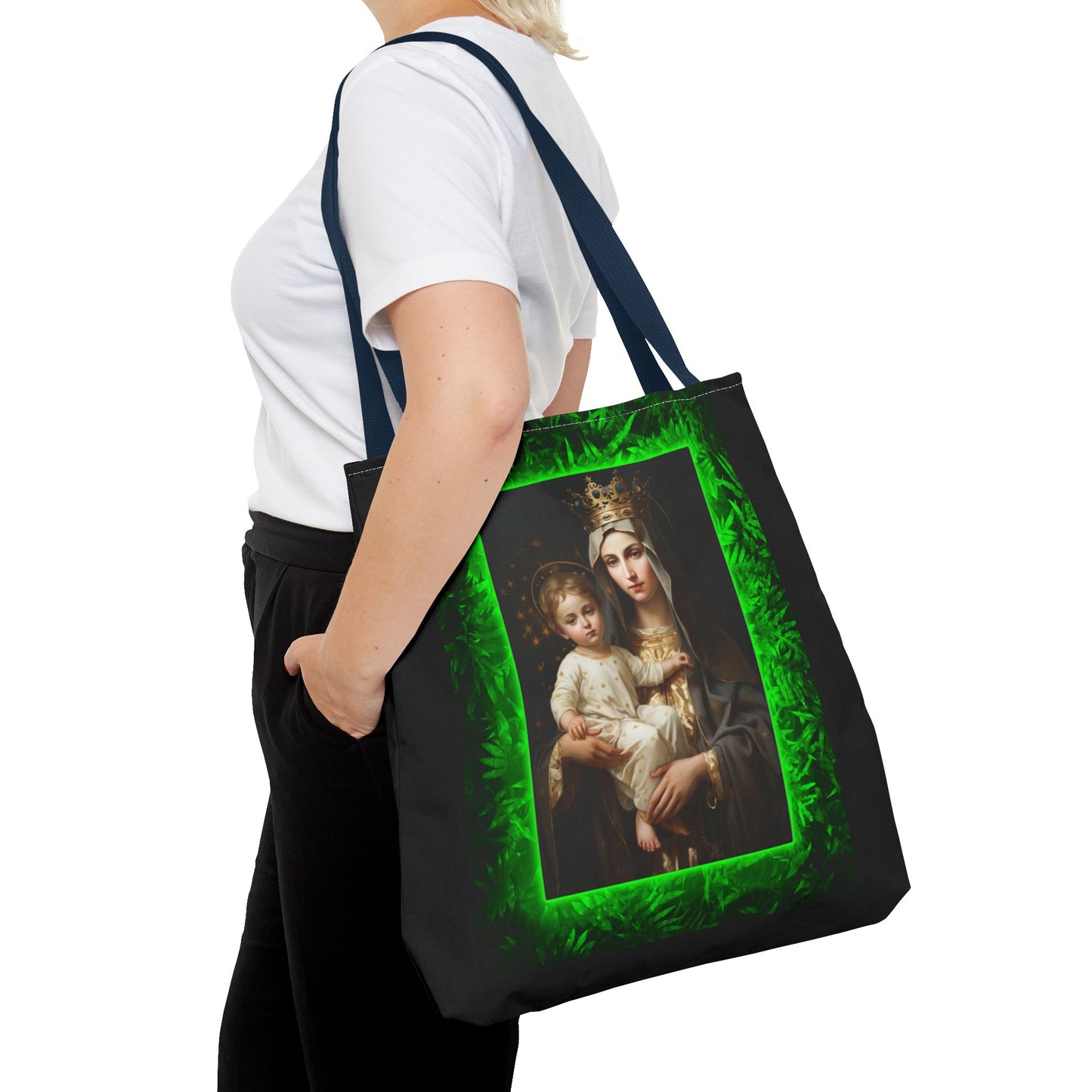 Religious Our Lady of Mt. Carmel Tropical Glow Tote Bag - 3 Sizes