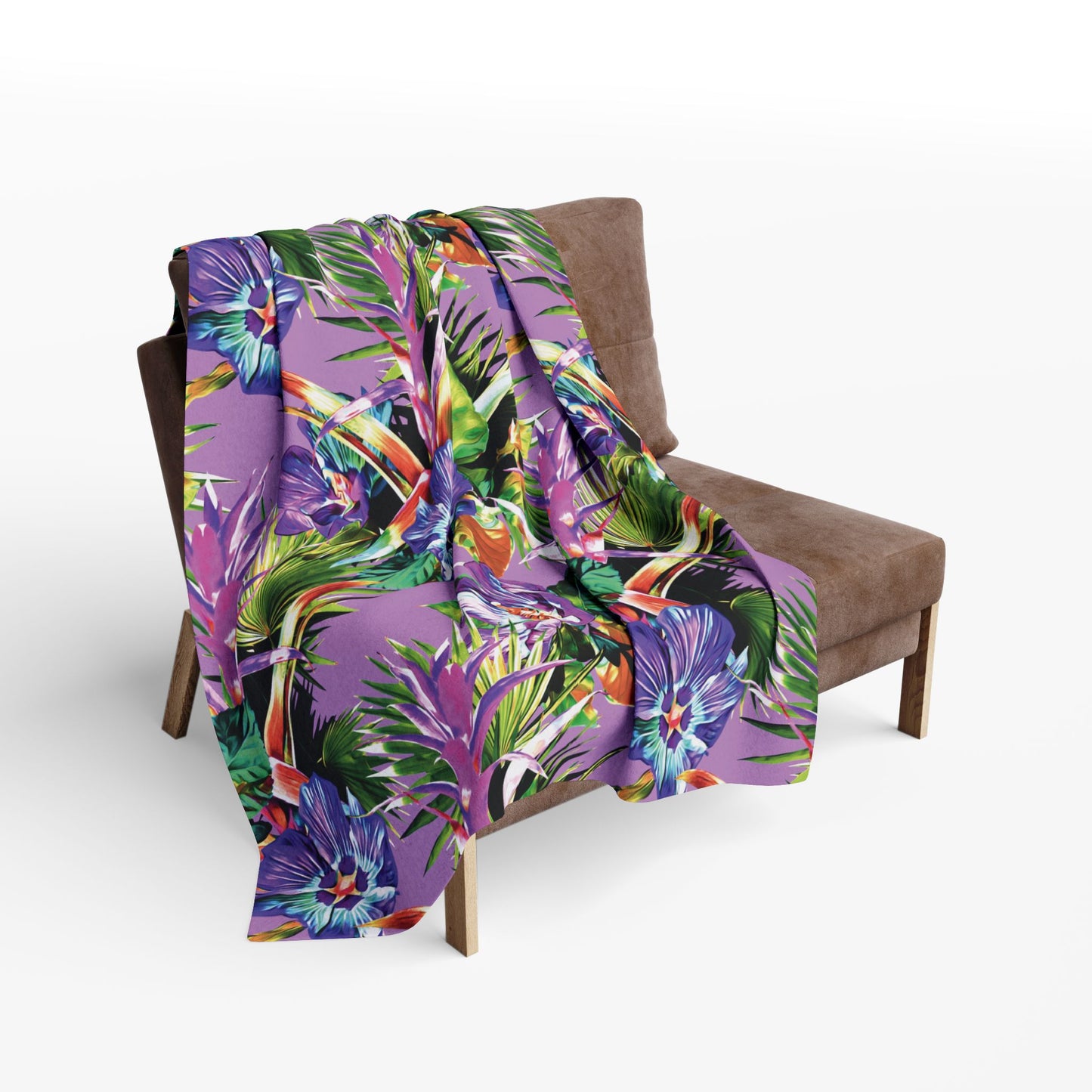 Purple Plant Palooza Fleece Blanket - Colorful Tropical Botanical Design