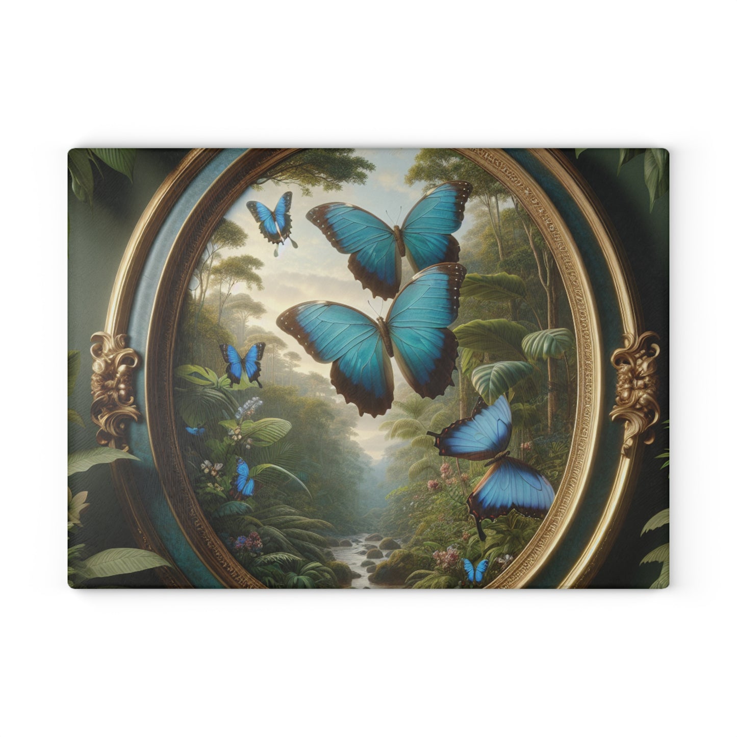 Glass Cutting Board, 2 sizes - Framed Morpho Gathering