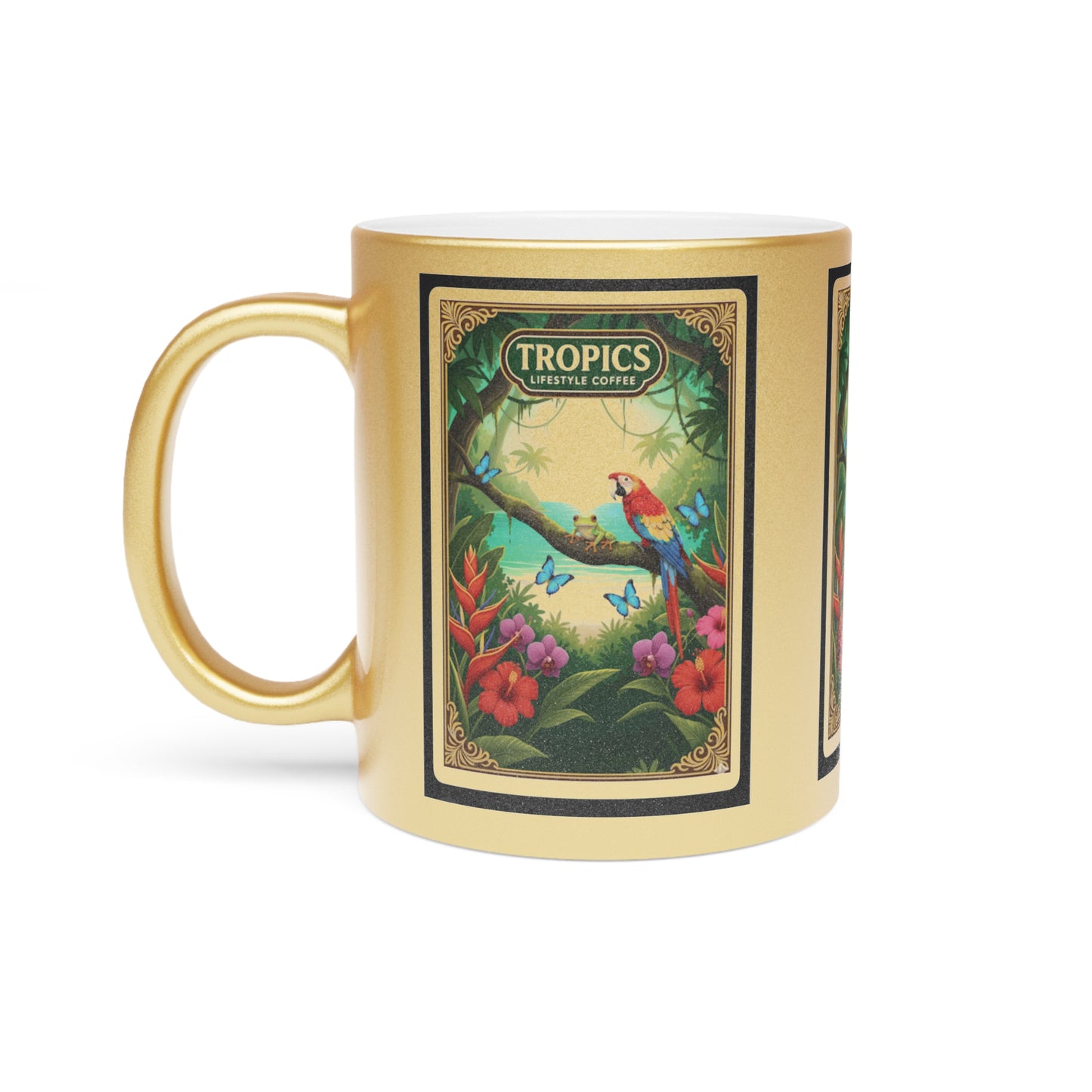 Tropical Metallic Mug, Gold or Silver - Our Coffee Brand, Seaside Friends