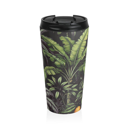 15 oz. Stainless Steel Travel Mug / Palms & More Fruit, Black