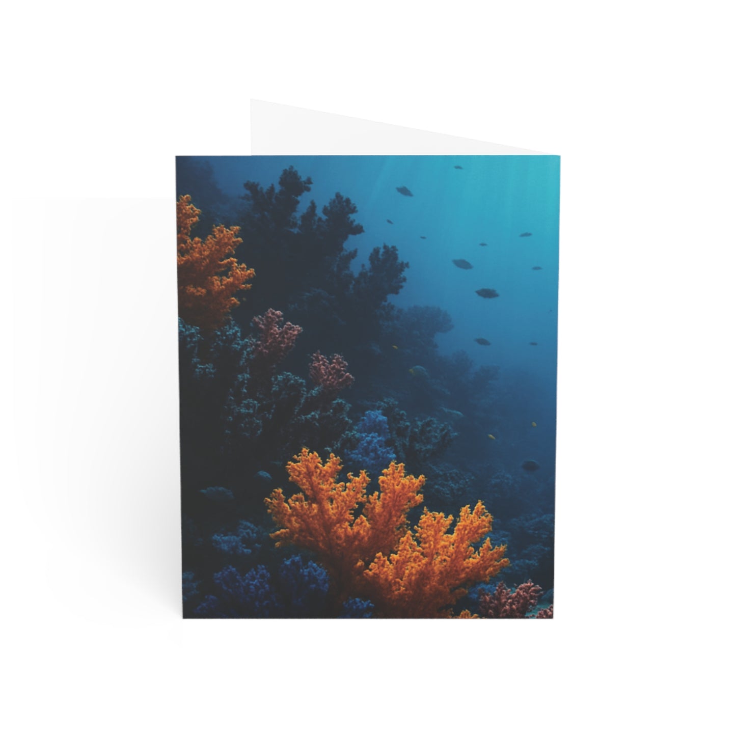 Tropical Greeting Cards – Set of 1, 10, 30 or 50 – Black & Orange Coral