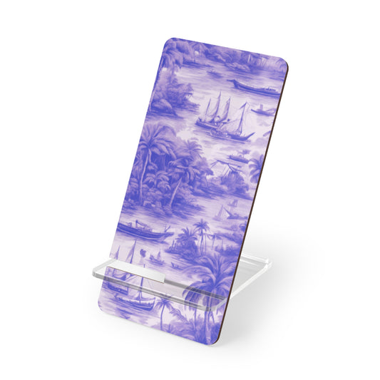 Mobile Display Stand for Smartphones, Tropical Toile #1 purple