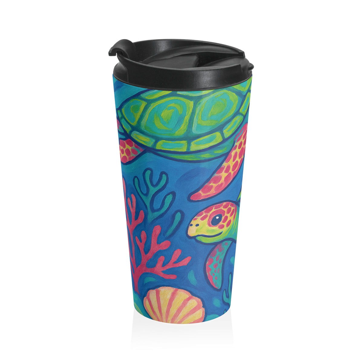 15 oz. Stainless Steel Travel Mug / Two Turtles
