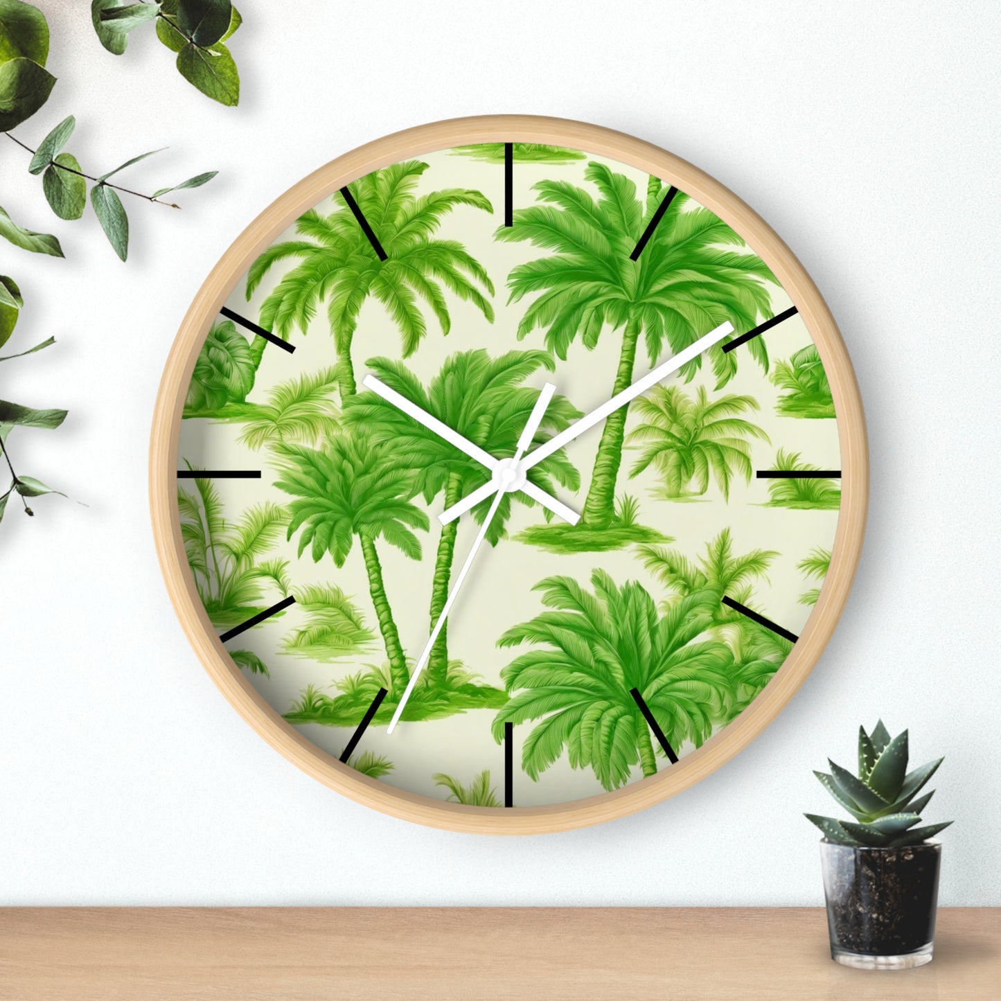 Wall Clock, Playful Palms Toile, Hands/Base Variants