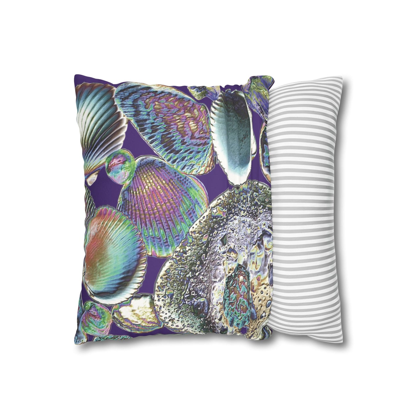 Faux Suede Square Pillowcase - Heatwave Seashell Collection, Purple