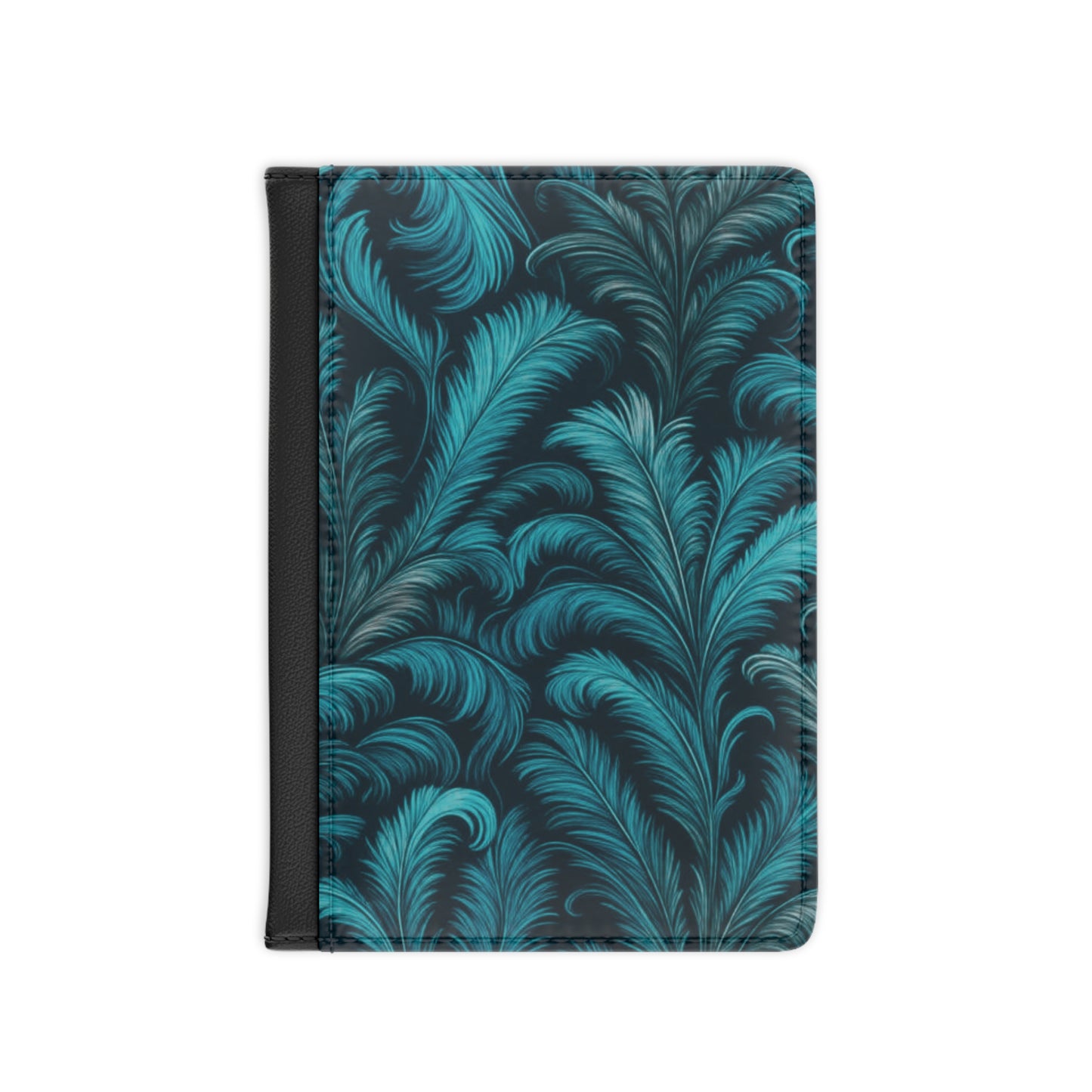 Tropical Passport Cover, Faux Leather - RFID blocking for travel security / Palms Rocco Turquoise
