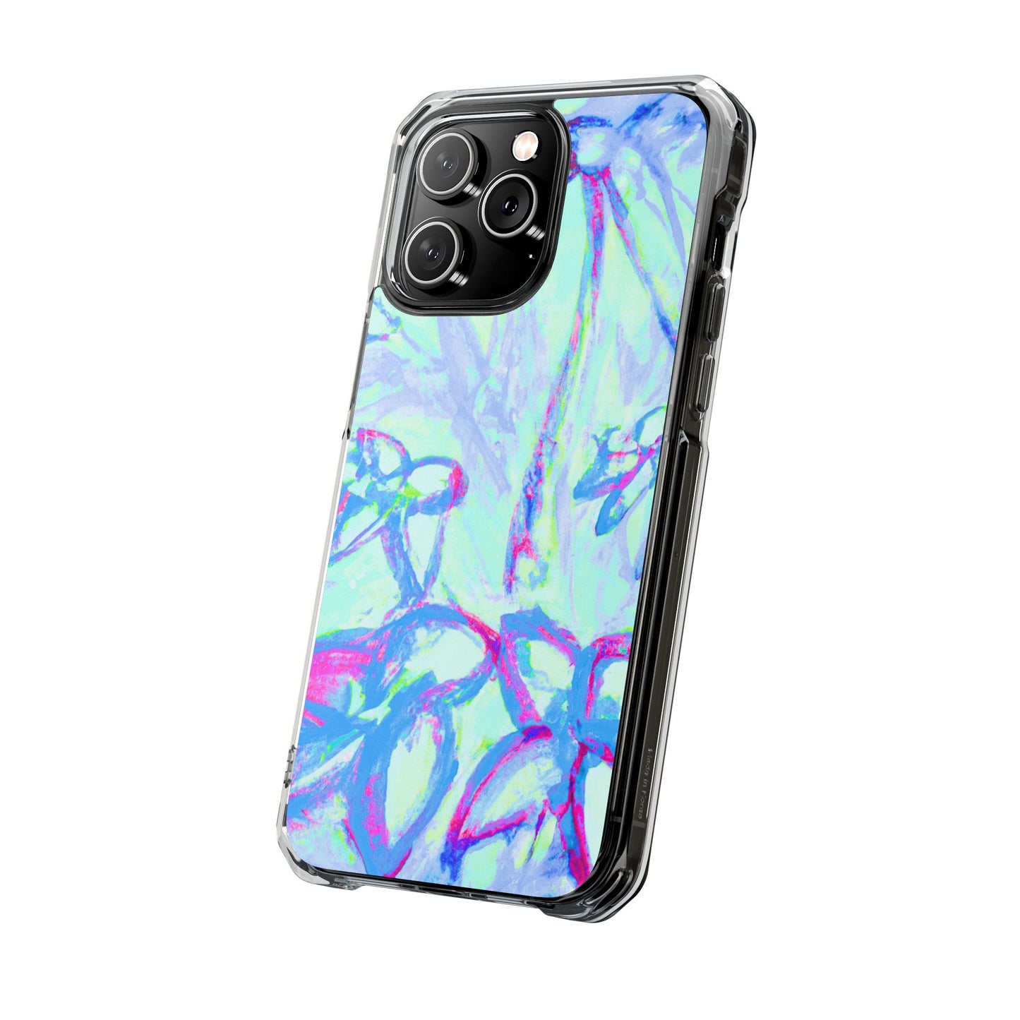 Tropical Doodles/Blue Magnetic Clear Phone Case, Many Models