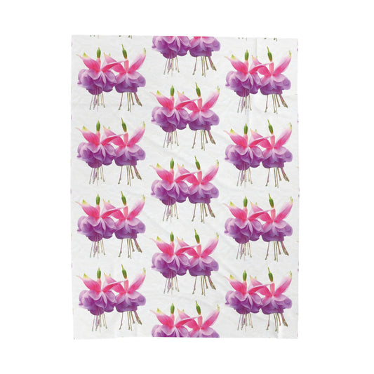 Tropical Two Fuchsias Velveteen Plush Blanket - Cozy Home Decor for Flower Lovers