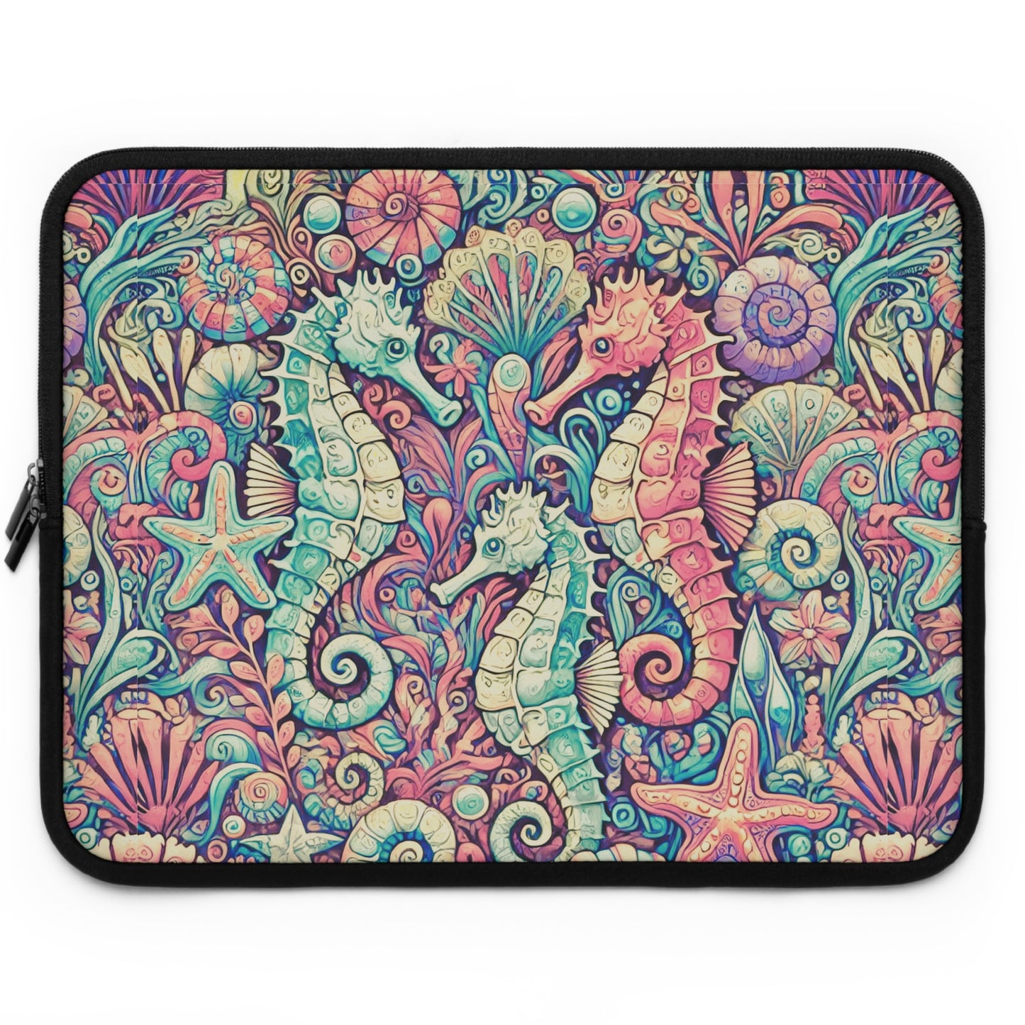 Tropical Laptop Sleeve, 5 Sizes - Perfect for Beach Lovers & Students / Seahorses, Retro