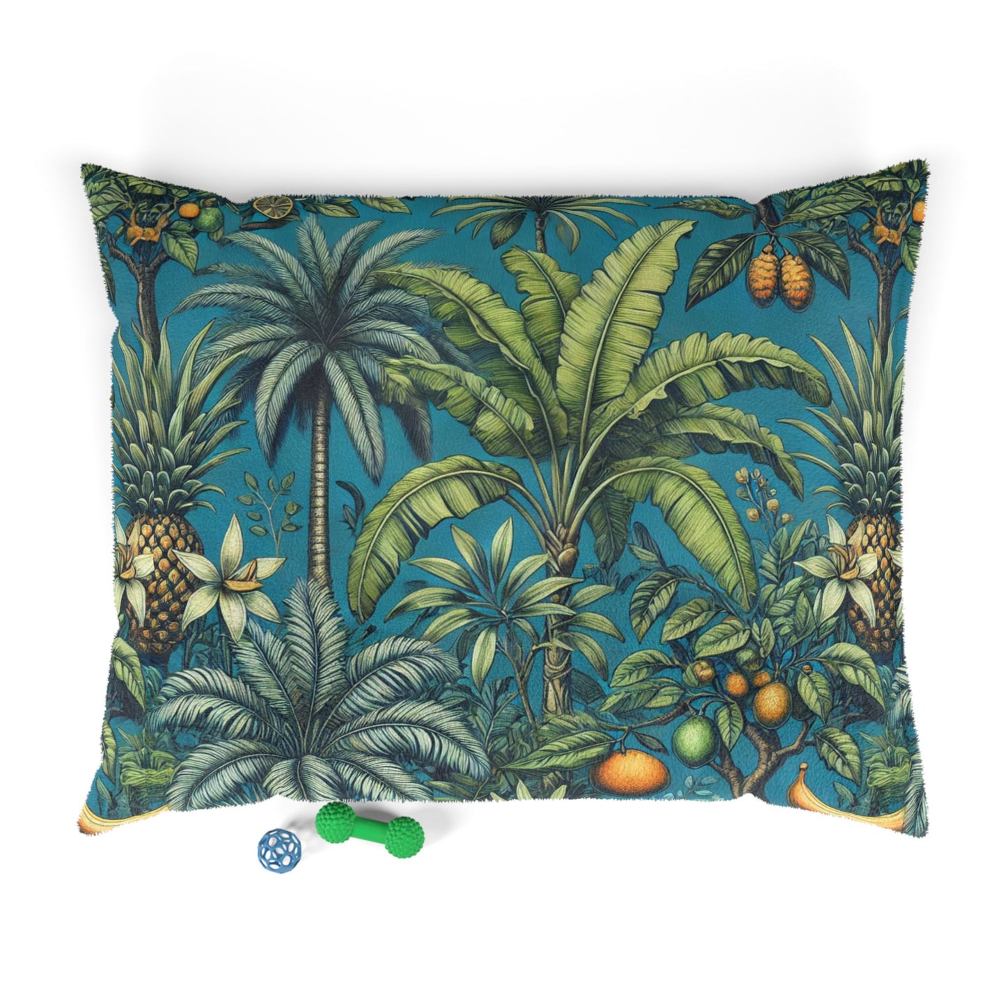 Pet Bed - Cozy and Fun Dog or Cat Bed for Beach Lovers / Tropical Fruit Blue
